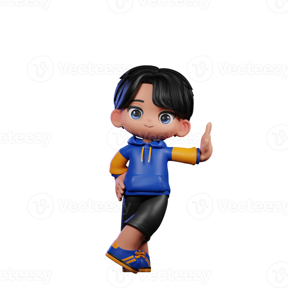 Boy with A Blue Jacket and Black Shorts Acting Cool Pose png