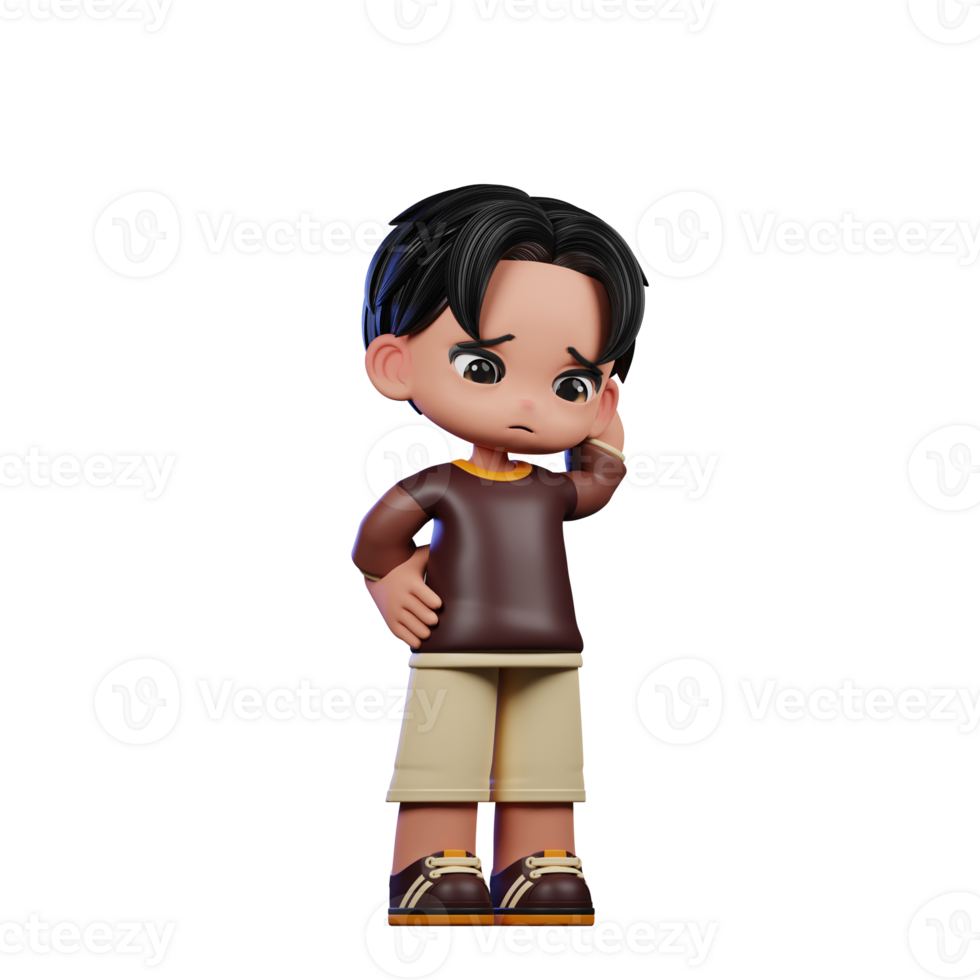 A Cartoon Character with a Brown Shirt and Brown Shorts Worry Pose png