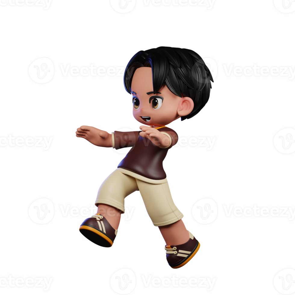 A Cartoon Character with a Brown Shirt and Brown Shorts Doing Jump Pose png