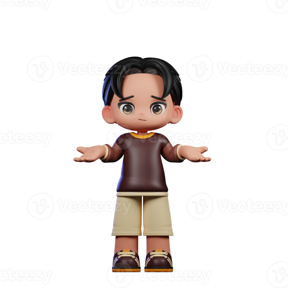 A Cartoon Character with a Brown Shirt and Brown Shorts Doing No Idea Pose png