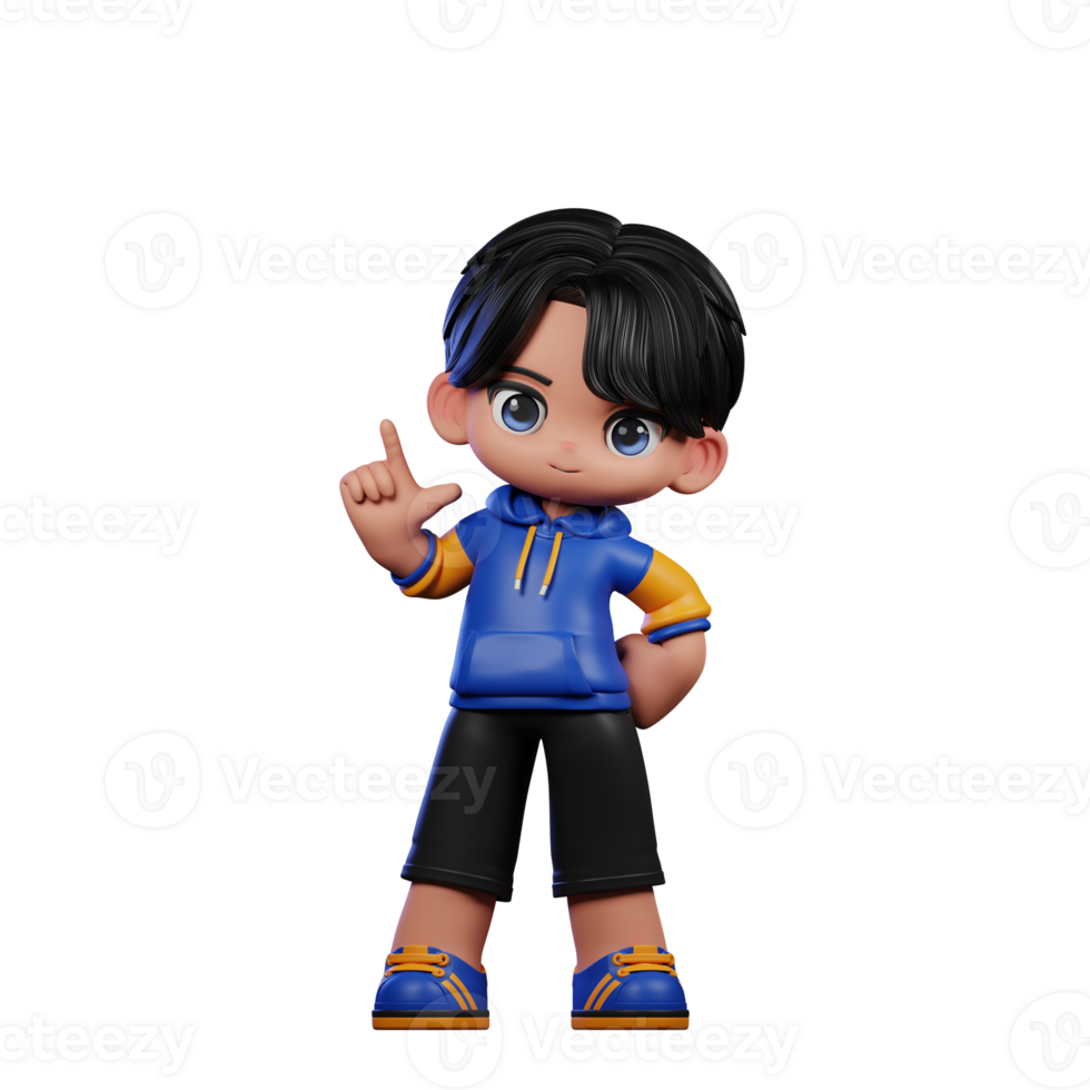 Boy with A Blue Jacket and Black Shorts Standing Pose png