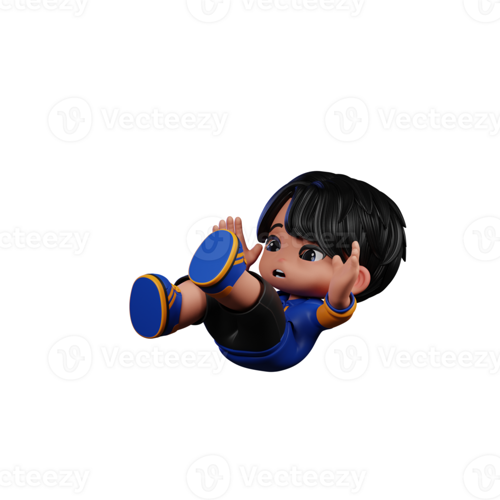 Boy with A Blue Jacket and Black Shorts Falling Pose png
