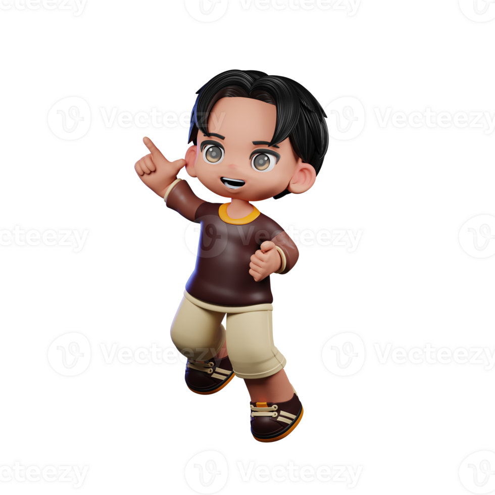 A Cartoon Character with a Brown Shirt and Brown Shorts Doing Happy Jumping Pose png