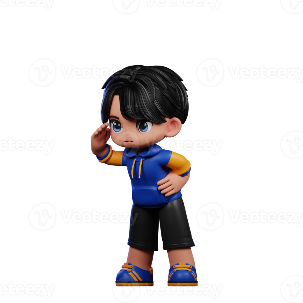 Boy with A Blue Jacket and Black Shorts Looking Pose png