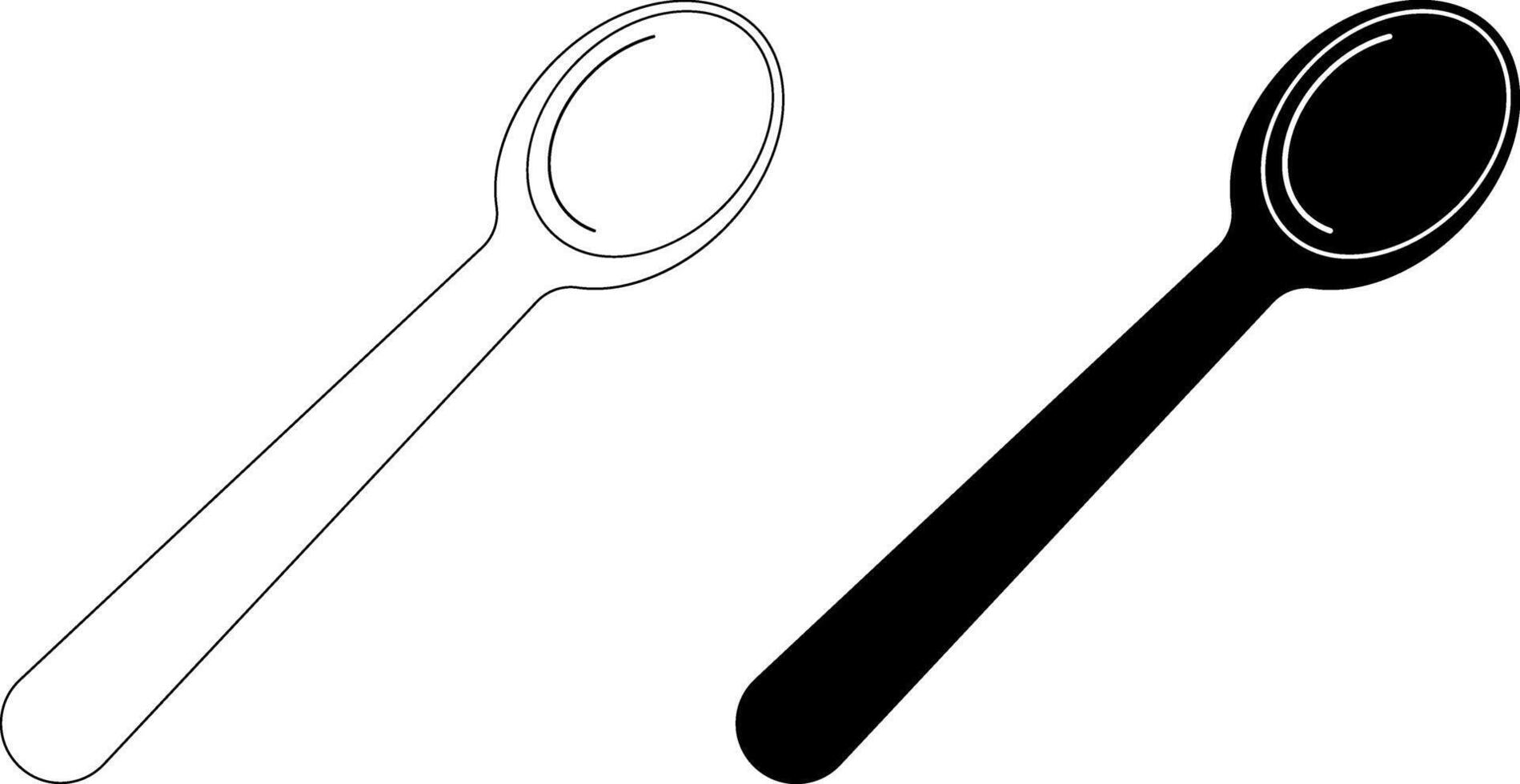 outline silhouette wooden spoon icon set vector