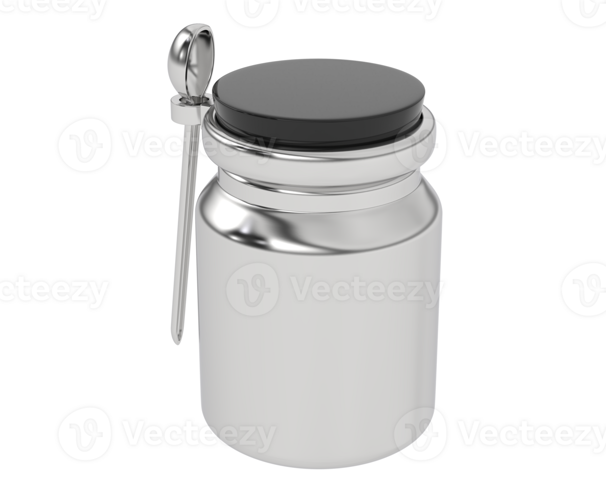 Jar with spoon isolated on background. 3d rendering - illustration png