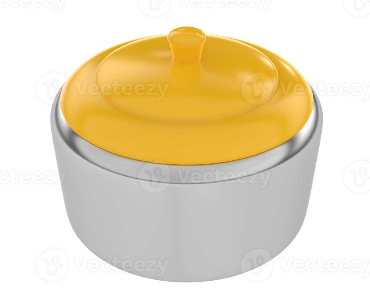 Bowl with lid isolated on background. 3d rendering - illustration png