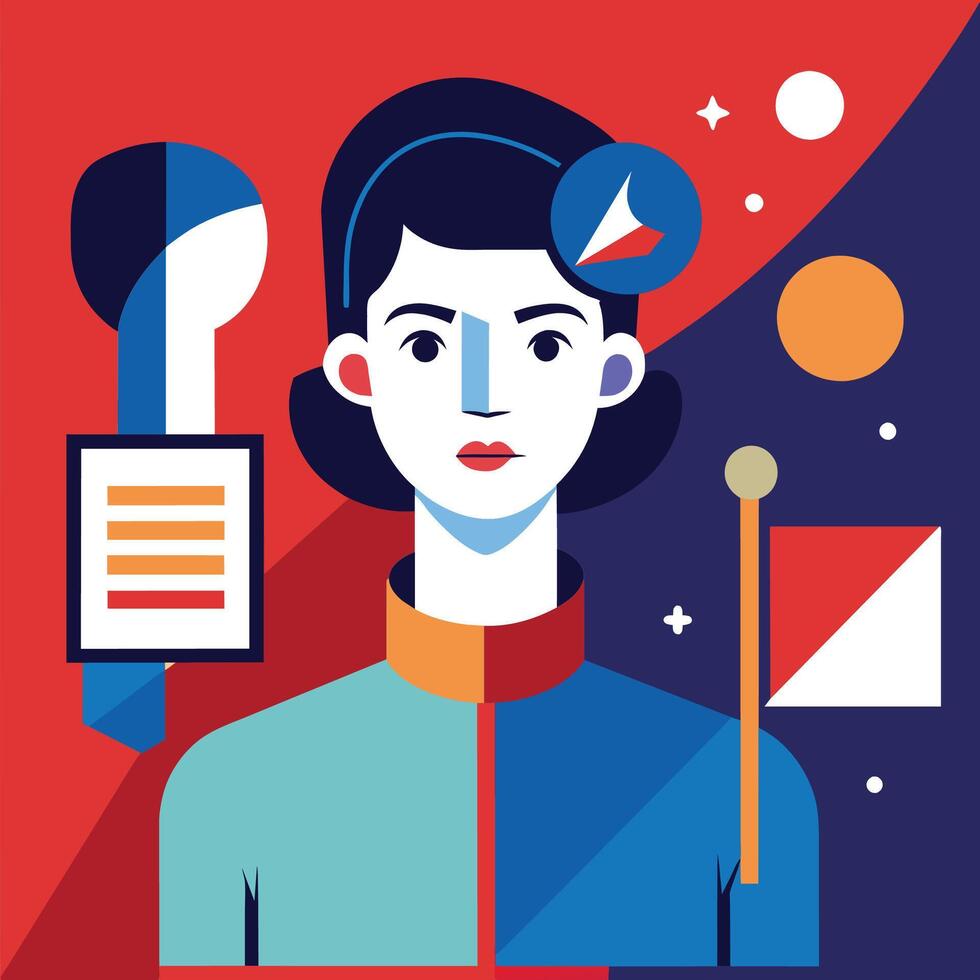 Asymmetric and minimalist abstract portrait, diversity concept in flat style vector