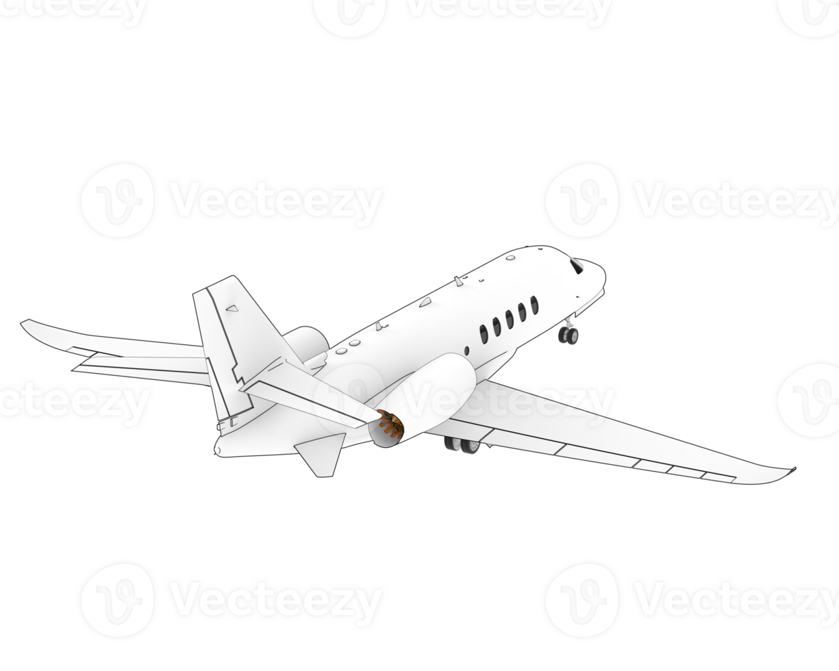 Private airplane isolated on background. 3d rendering - illustration png