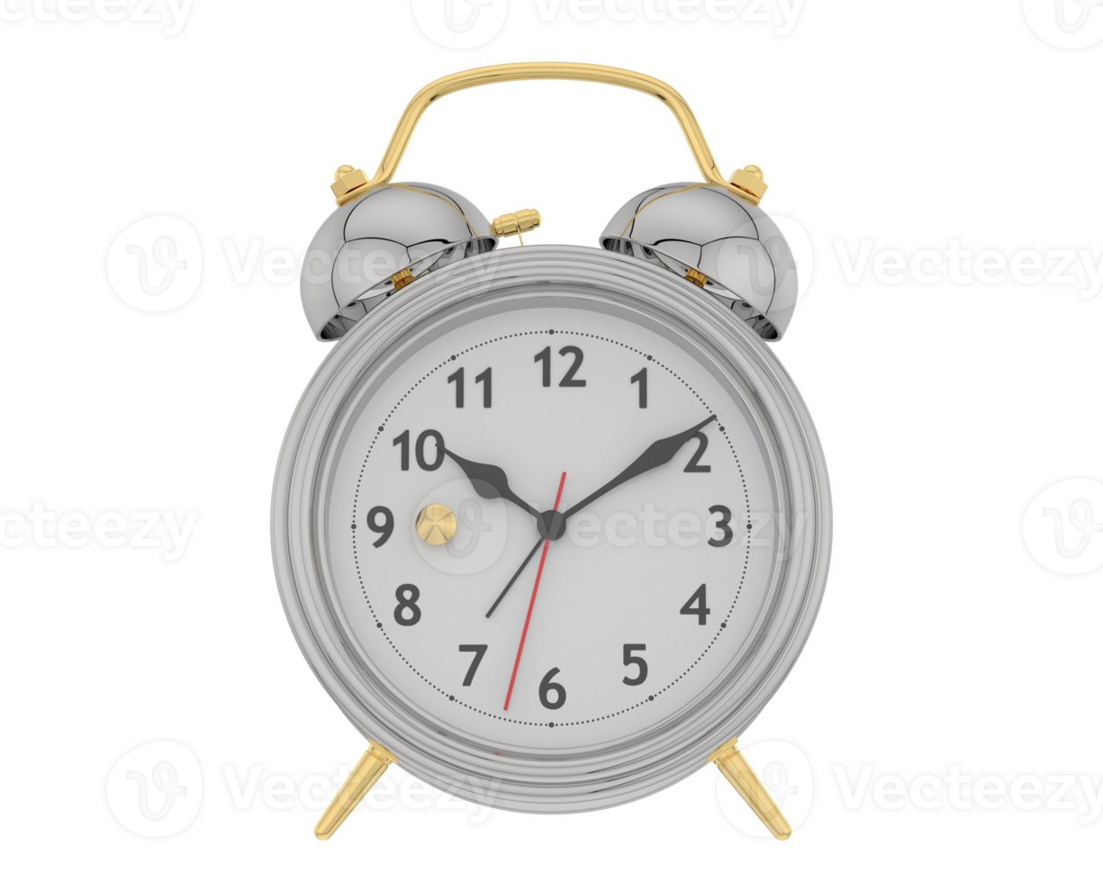 Alarm clock isolated on background. 3d rendering - illustration png