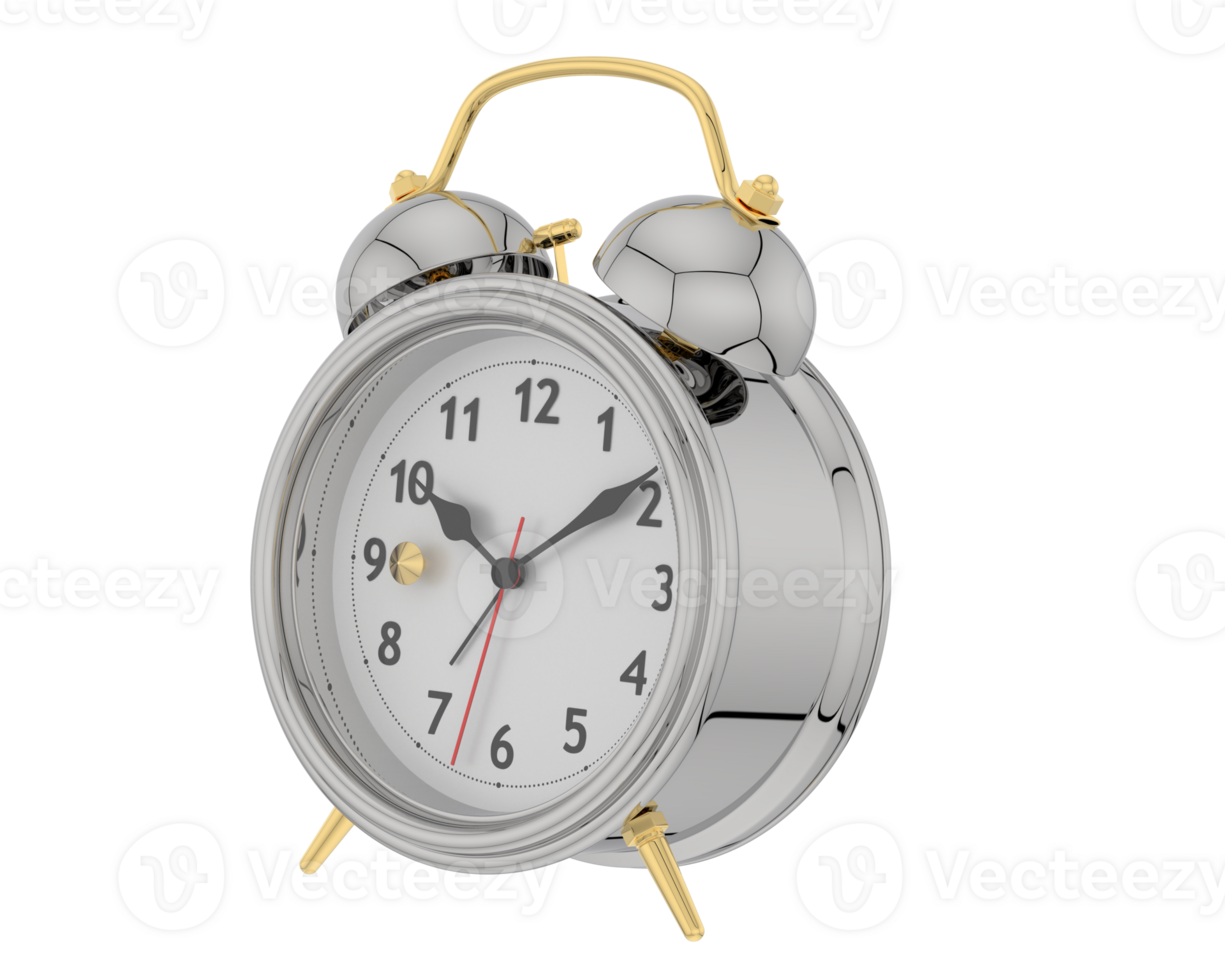 Alarm clock isolated on background. 3d rendering - illustration png