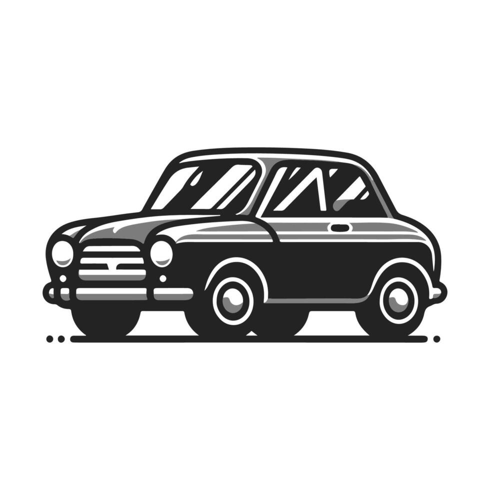 Black and white Car Illustration. Car silhouette SVG. vector