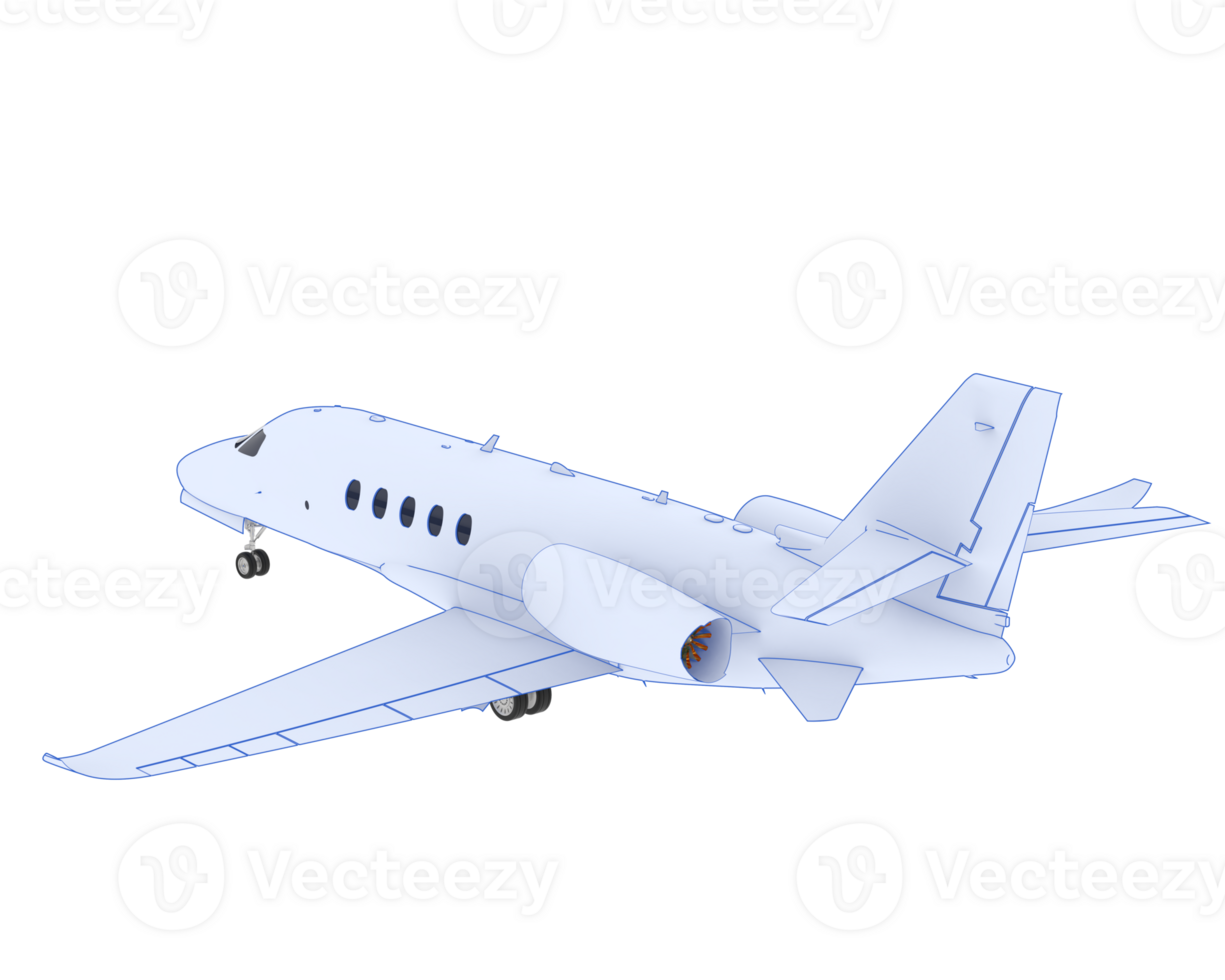Private airplane isolated on background. 3d rendering - illustration png