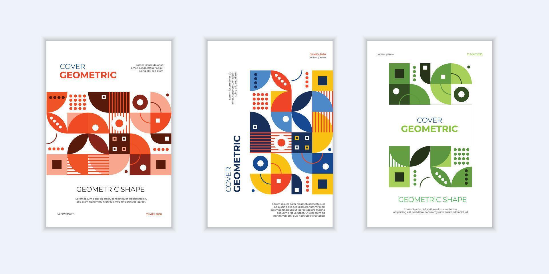Set of geometric covers. Collection of cool vintage covers. Abstract shapes compositions. vector