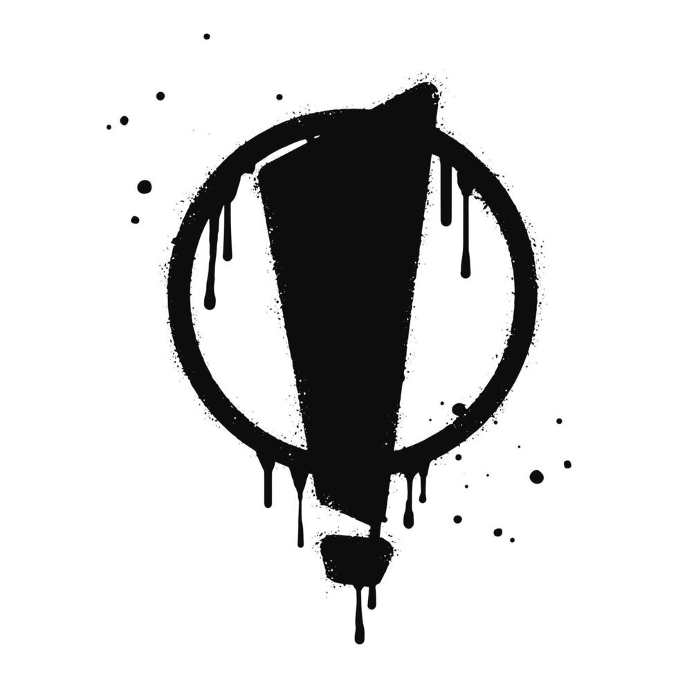 Spray painted graffiti exclamation mark in black over white. Hazard warning symbol. isolated on white background vector
