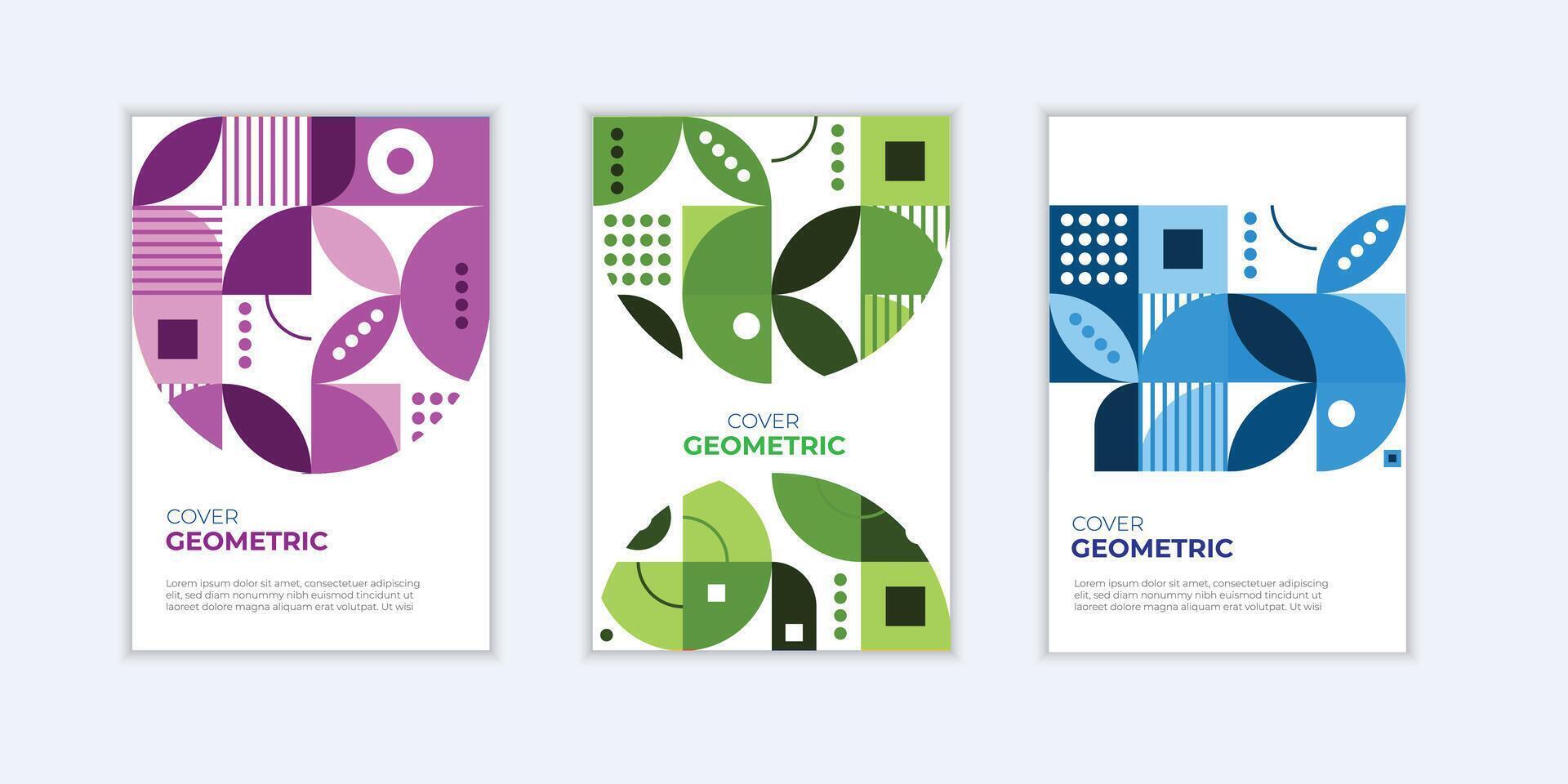 Colorful geometric poster. Grid with color geometrical shapes. Modern abstract promotional flyer background illustration set. Geometric template poster, brochure neo pattern vector