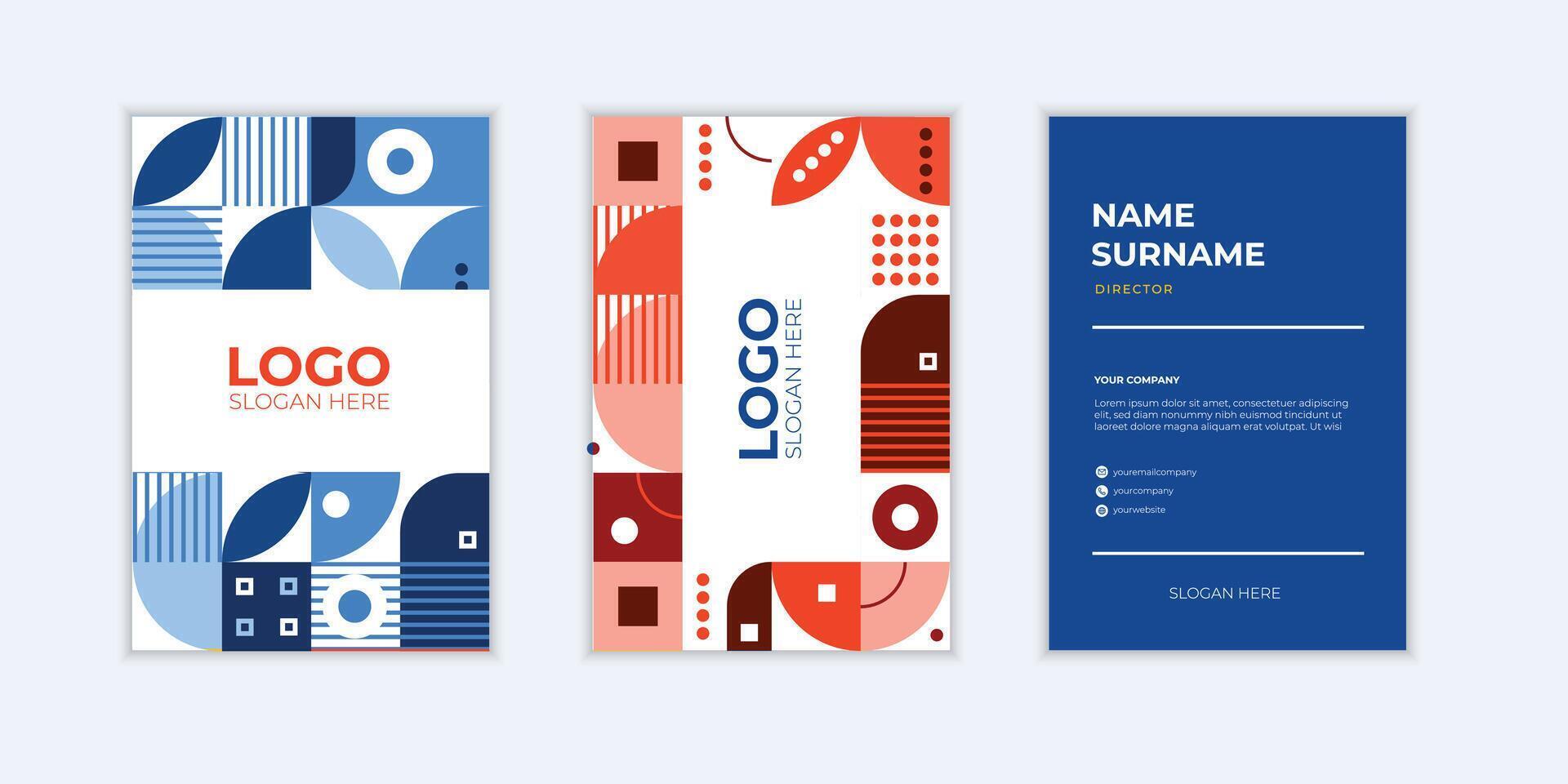 Set Professional Business Card Template or modern geometric business card corporate identity design vector