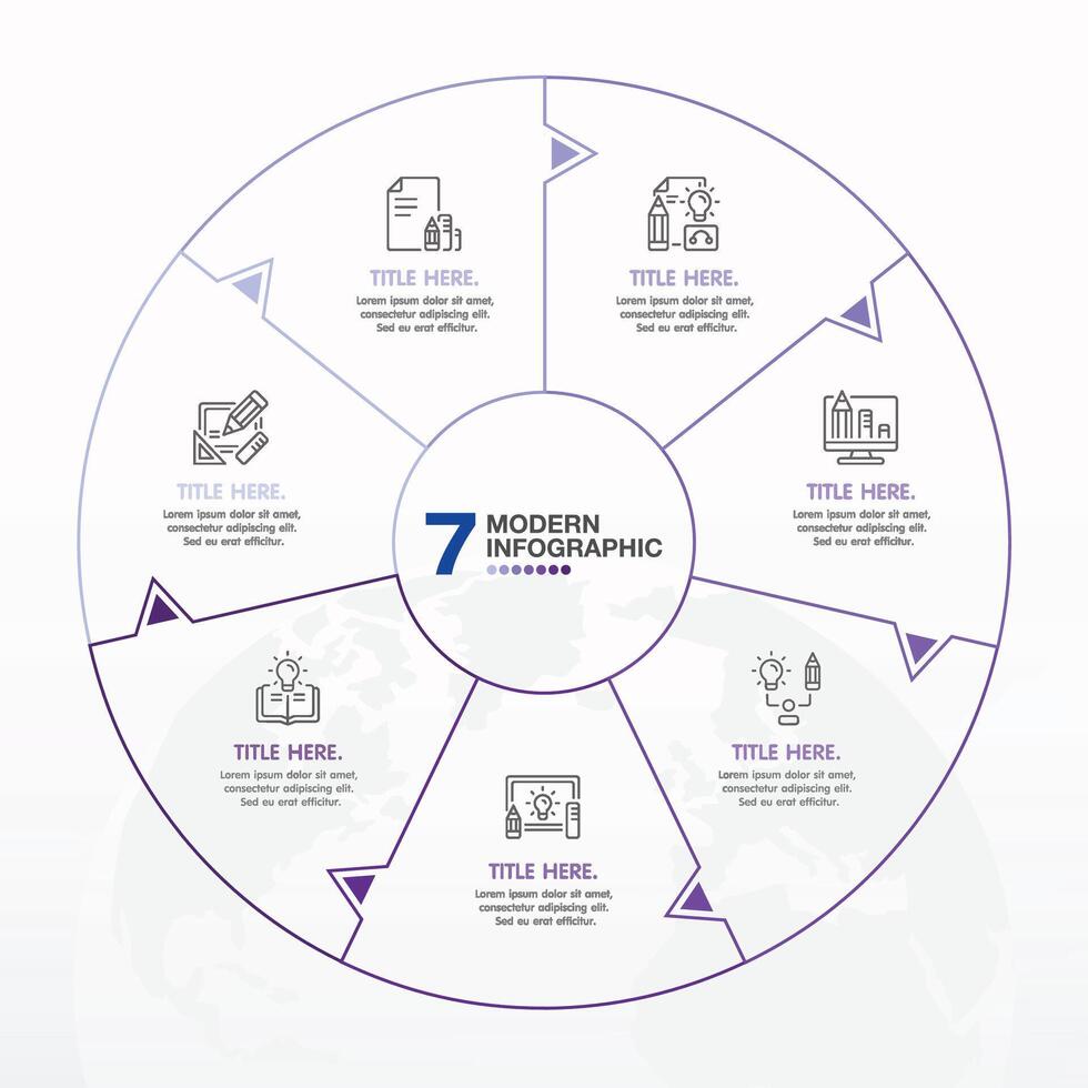 Blue tone circle infographic with 7 steps, process or options. vector