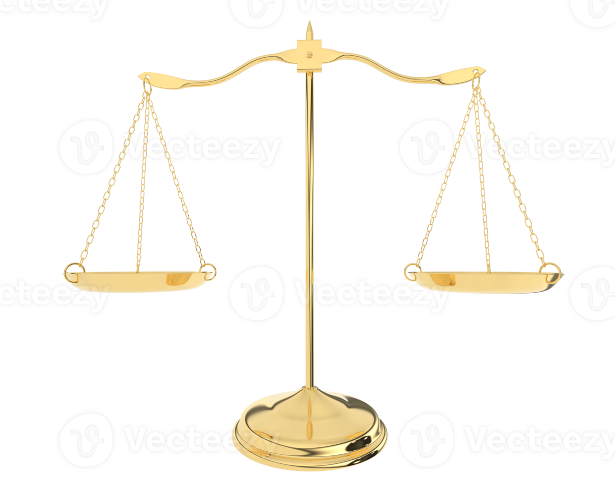 Balance scale isolated on background. 3d rendering - illustration png