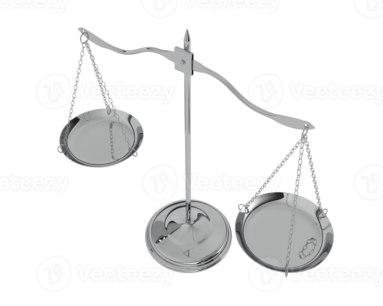 Balance scale isolated on background. 3d rendering - illustration png