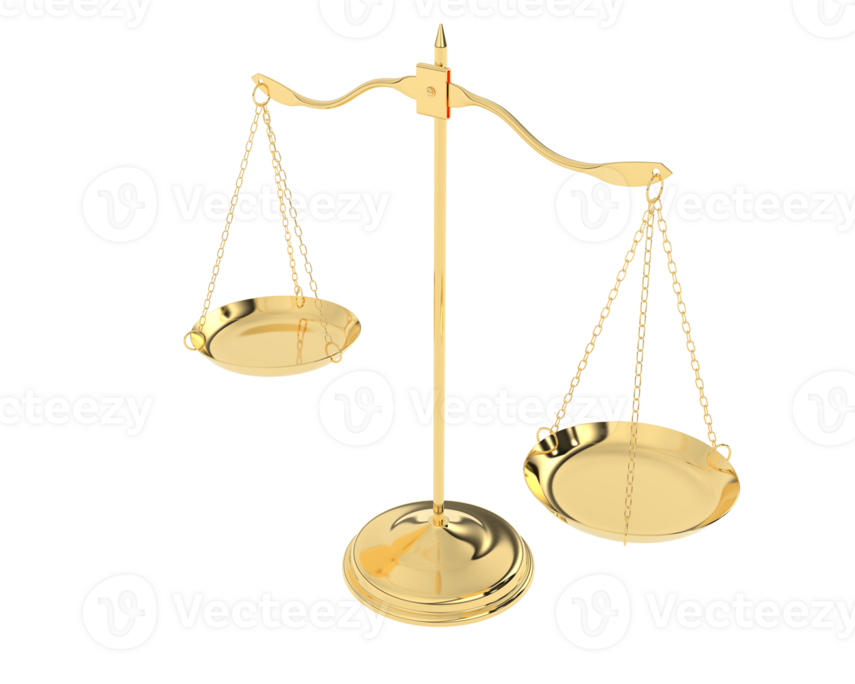 Balance scale isolated on background. 3d rendering - illustration png
