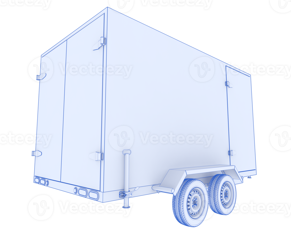 Refrigerated trailer isolated on background. 3d rendering - illustration png