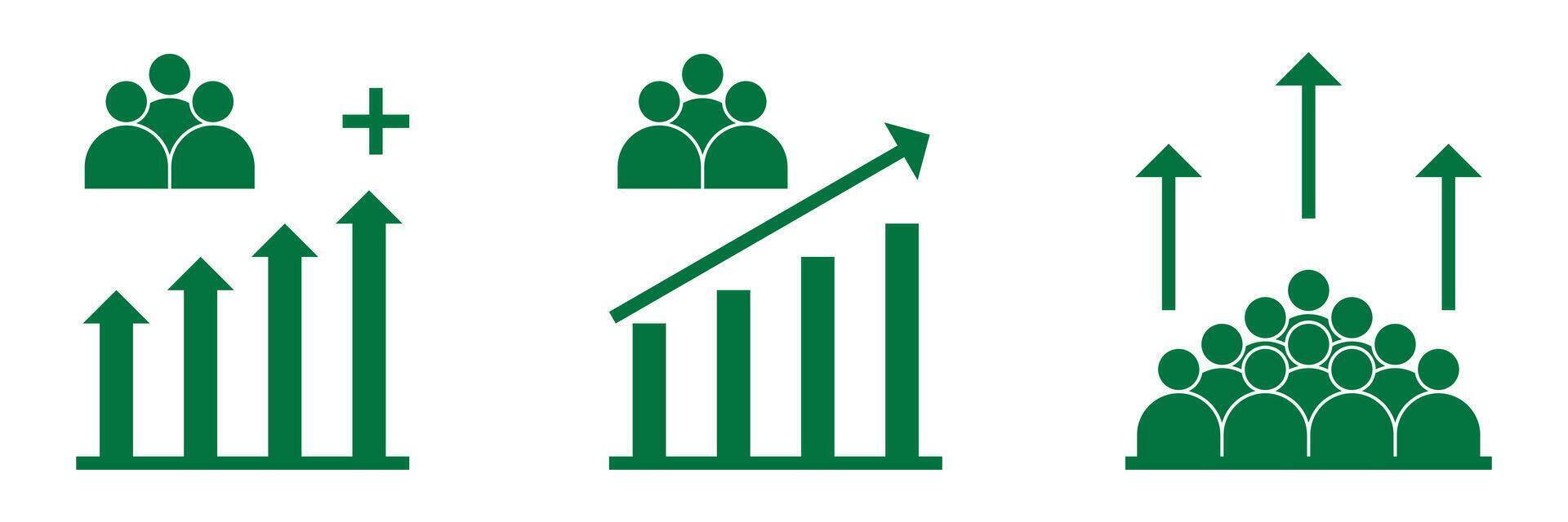 Human Population Growth Icon Set, Human Graphic Symbols. Simple Design Isolated on White Background vector