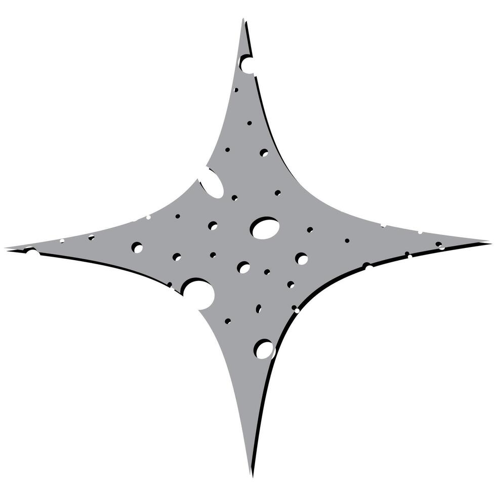 Illustration of a star with holes and damage. vector