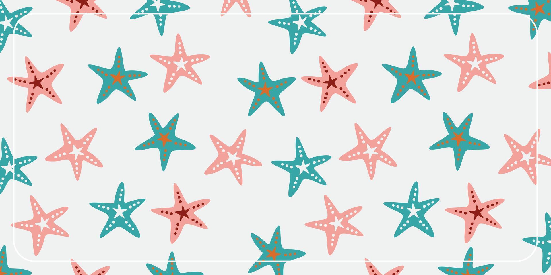 summer background with starfish icons. template design for banner, poster, greeting card, social media. vector
