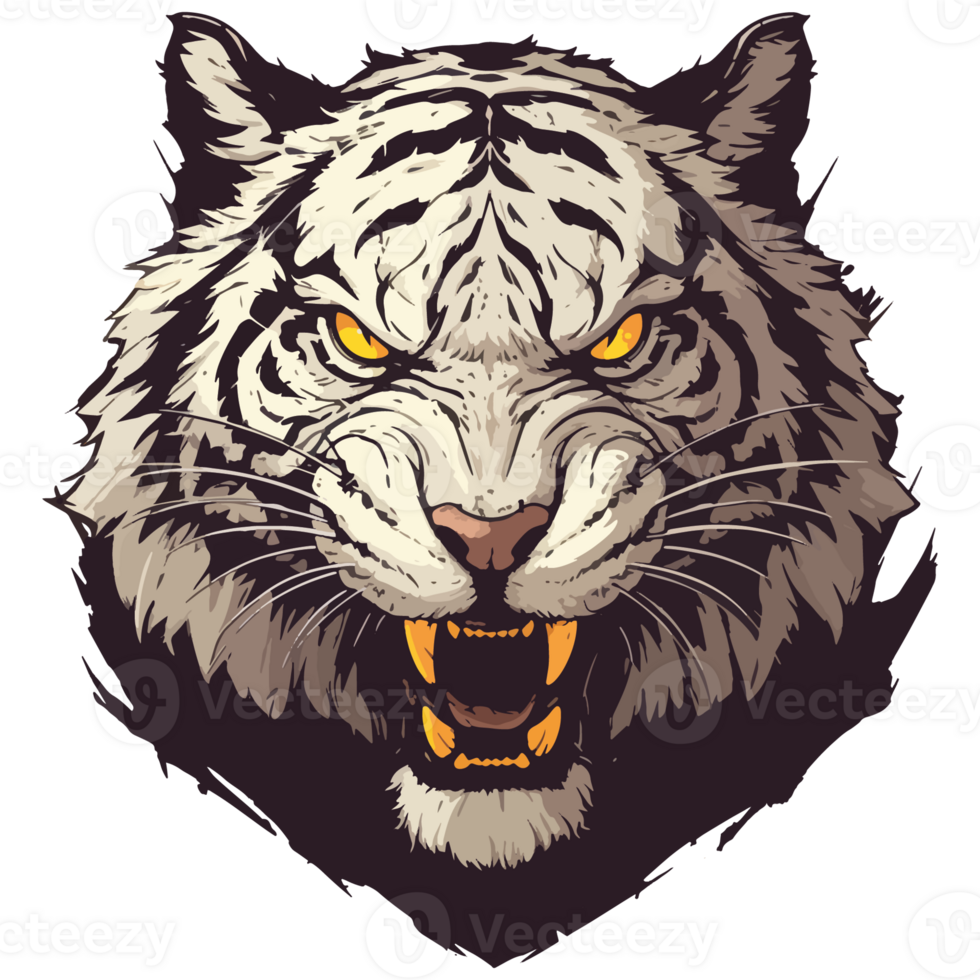 angry white tiger head png