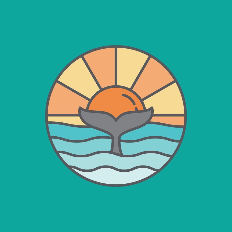 Sunset with whale tail combination vector