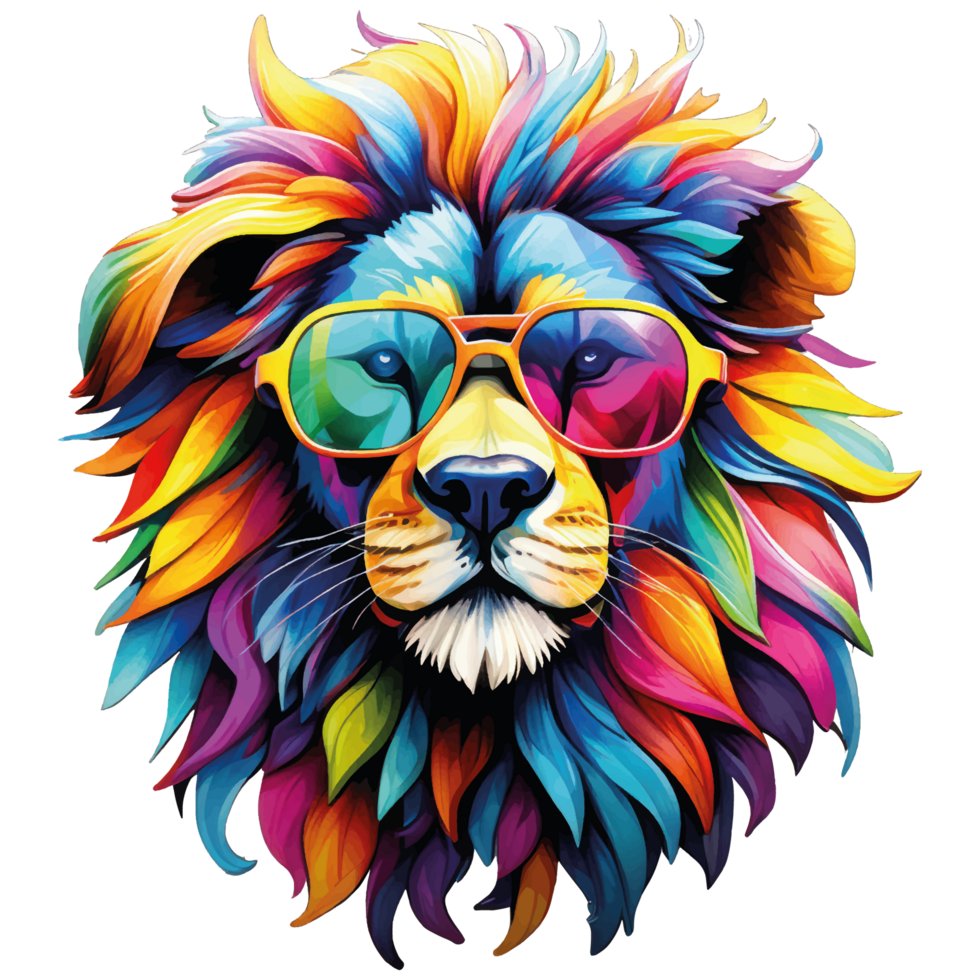 colored lion head png