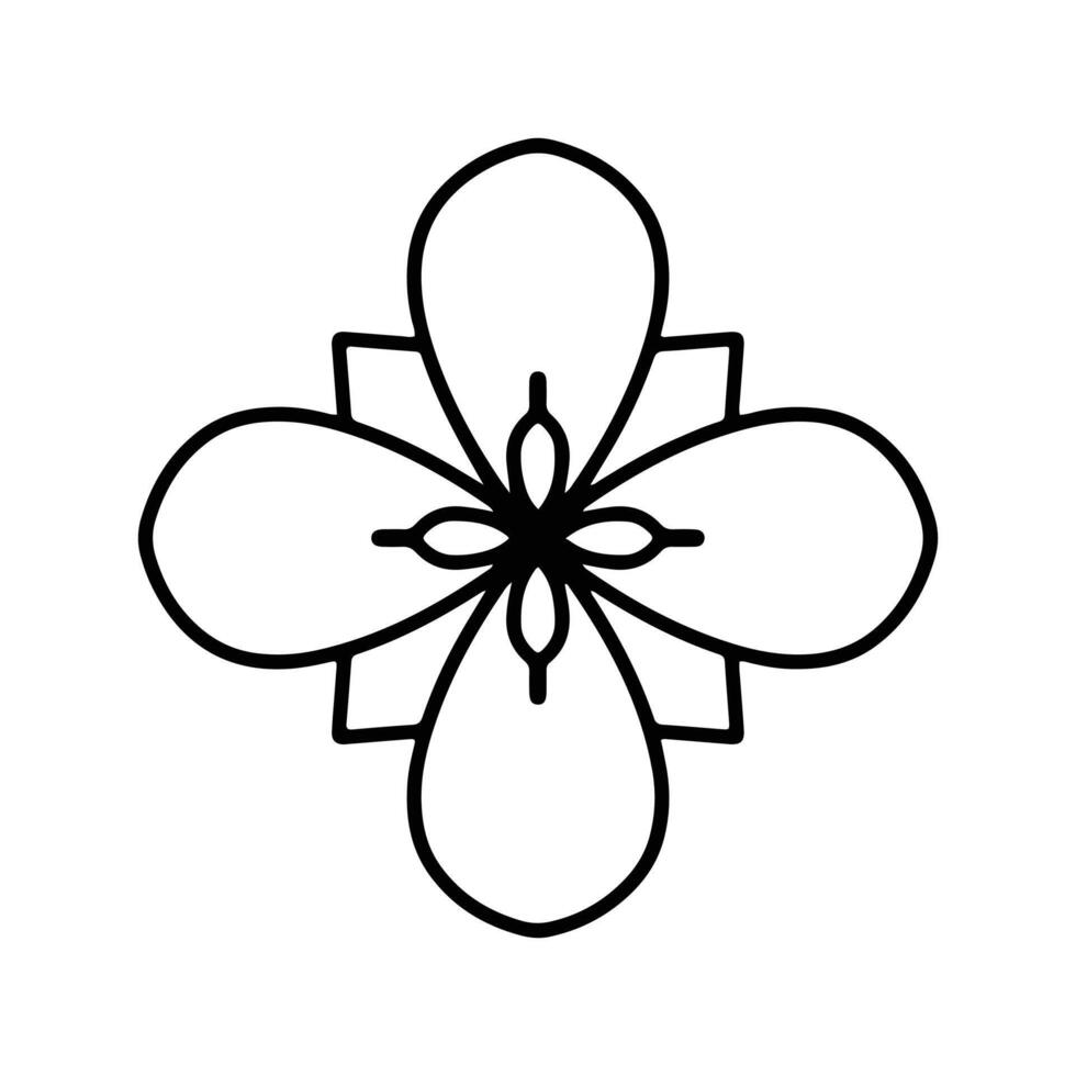 Simple shape mandala flowers, abstract floral elements, meditative flower motif. Flower sign and symbol. vector
