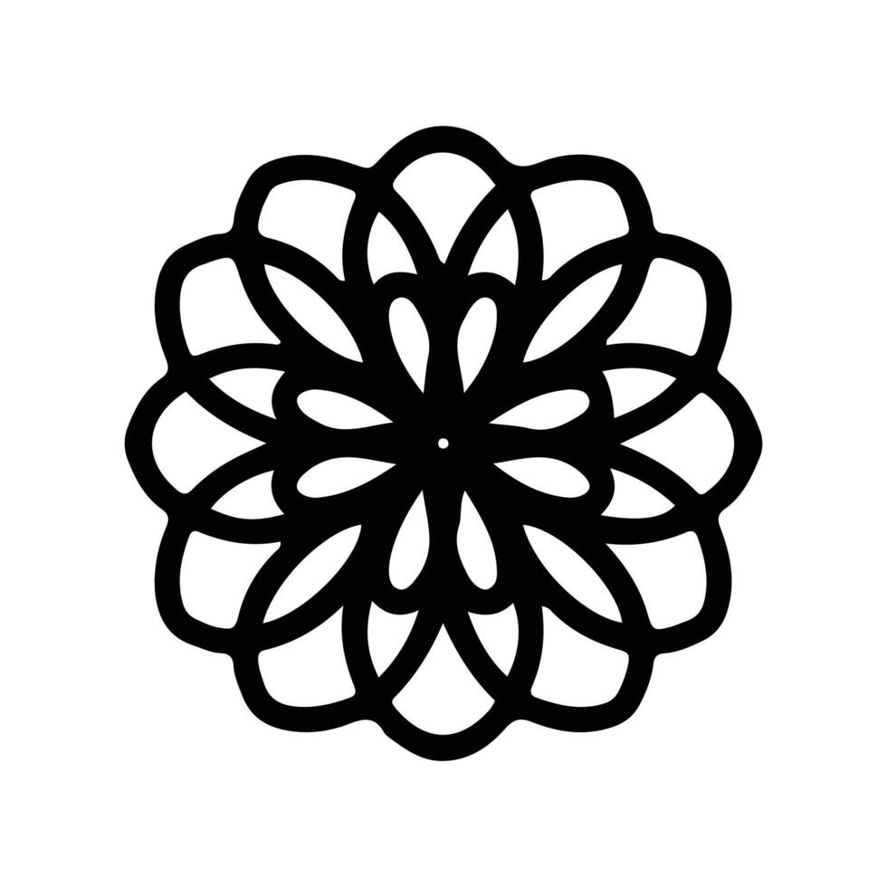 Simple shape mandala flowers, abstract floral elements, meditative flower motif. Flower sign and symbol. vector