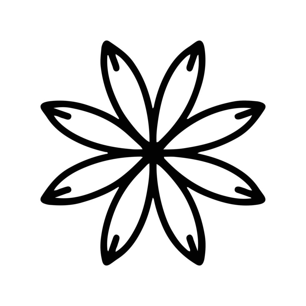Simple shape mandala flowers, abstract floral elements, meditative flower motif. Flower sign and symbol. vector