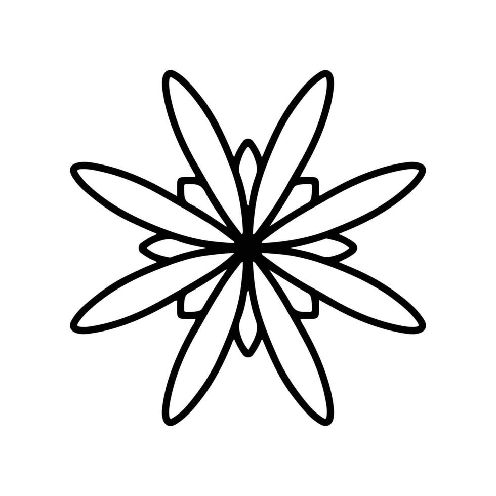 Simple shape mandala flowers, abstract floral elements, meditative flower motif. Flower sign and symbol. vector
