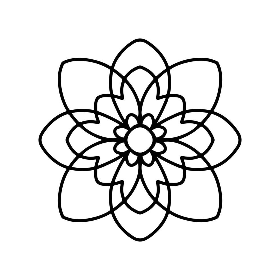 Simple shape mandala flowers, abstract floral elements, meditative flower motif. Flower sign and symbol. vector