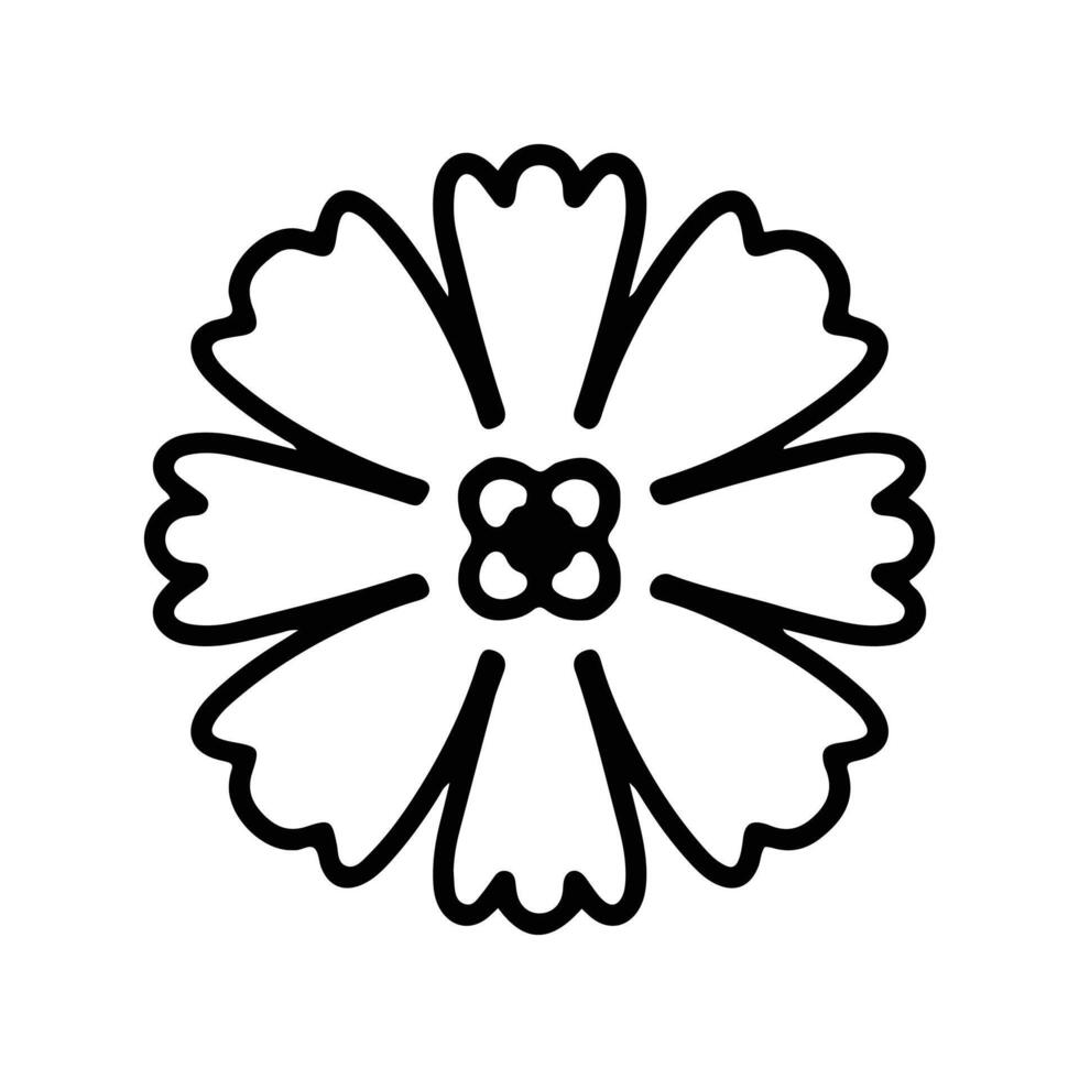 Simple shape mandala flowers, abstract floral elements, meditative flower motif. Flower sign and symbol. vector