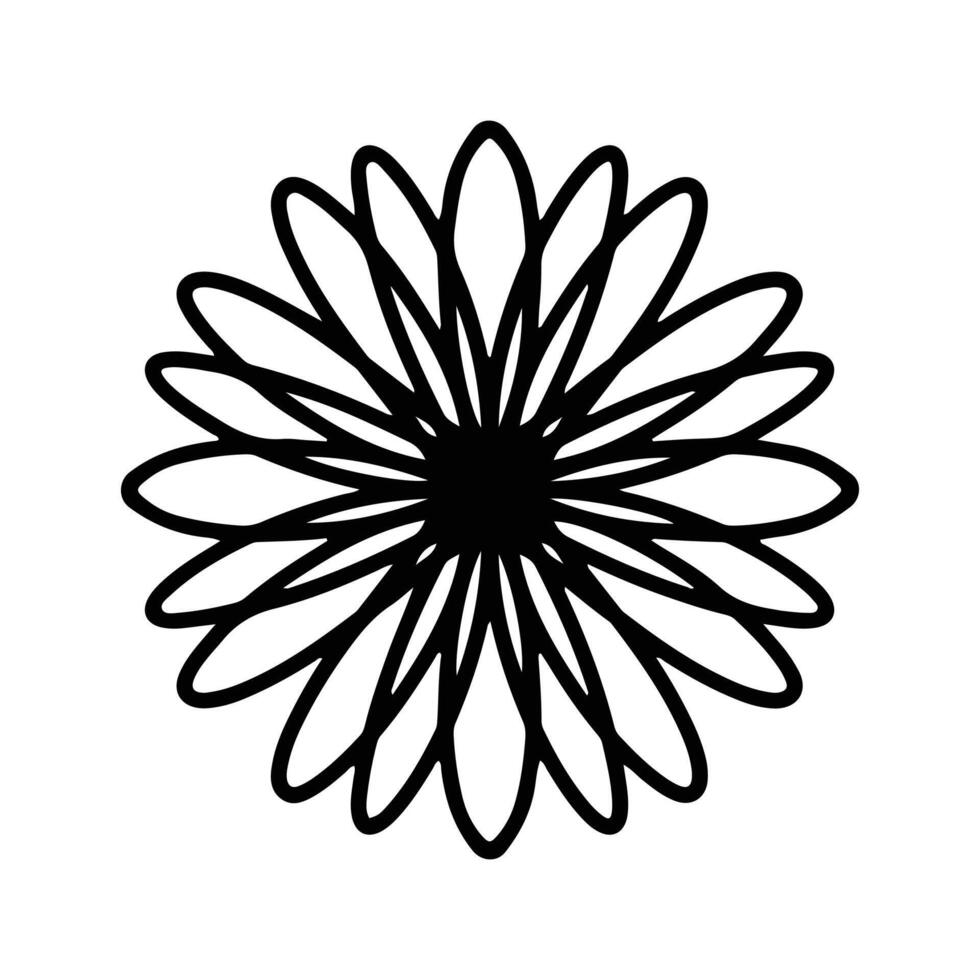 Simple shape mandala flowers, abstract floral elements, meditative flower motif. Flower sign and symbol. vector