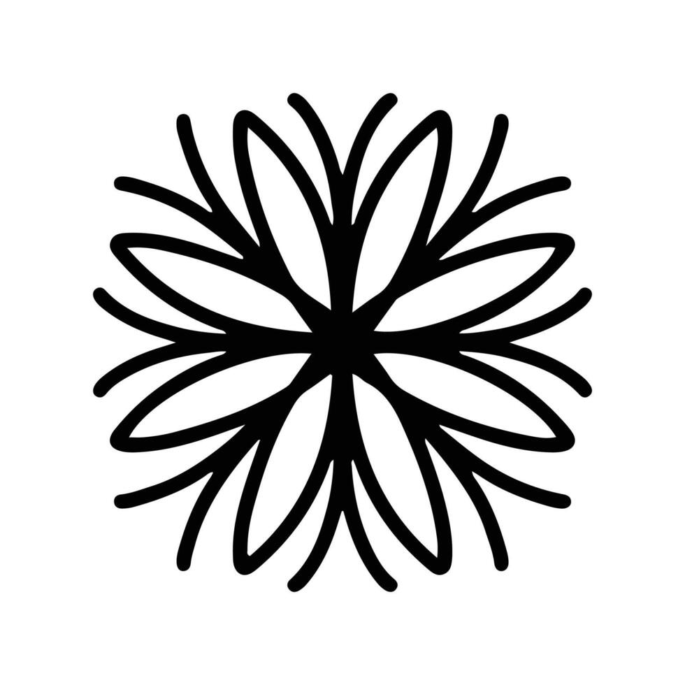 Simple shape mandala flowers, abstract floral elements, meditative flower motif. Flower sign and symbol. vector