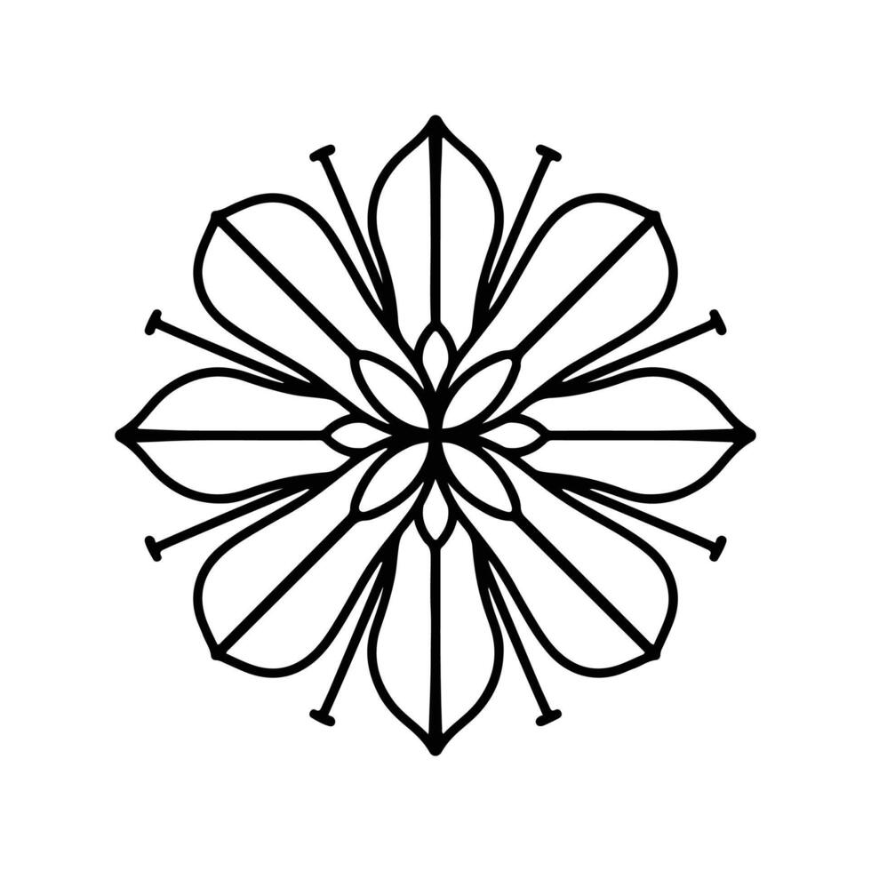Simple shape mandala flowers, abstract floral elements, meditative flower motif. Flower sign and symbol. vector