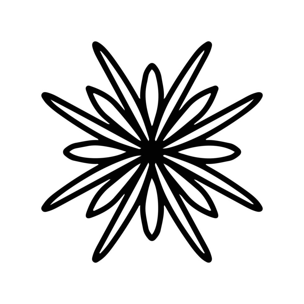 Simple shape mandala flowers, abstract floral elements, meditative flower motif. Flower sign and symbol. vector