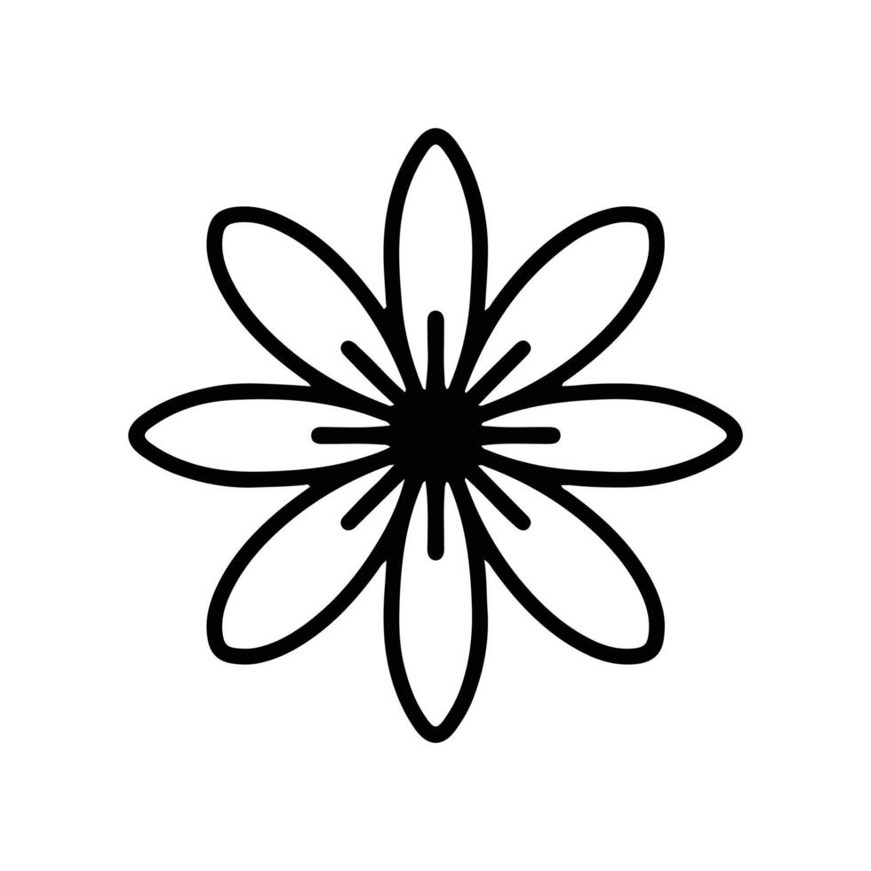 Simple shape mandala flowers, abstract floral elements, meditative flower motif. Flower sign and symbol. vector