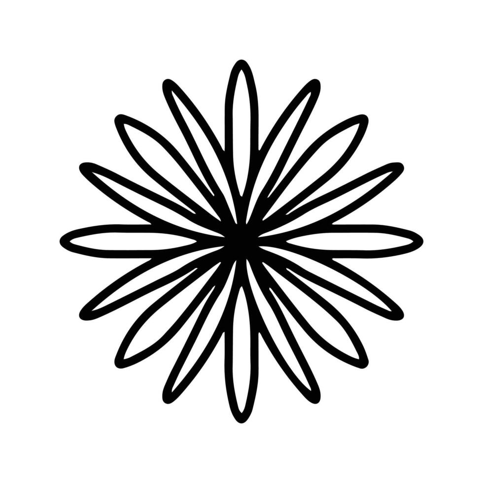 Simple shape mandala flowers, abstract floral elements, meditative flower motif. Flower sign and symbol. vector