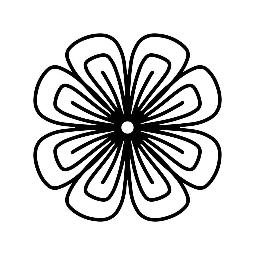 Simple shape mandala flowers, abstract floral elements, meditative flower motif. Flower sign and symbol. vector