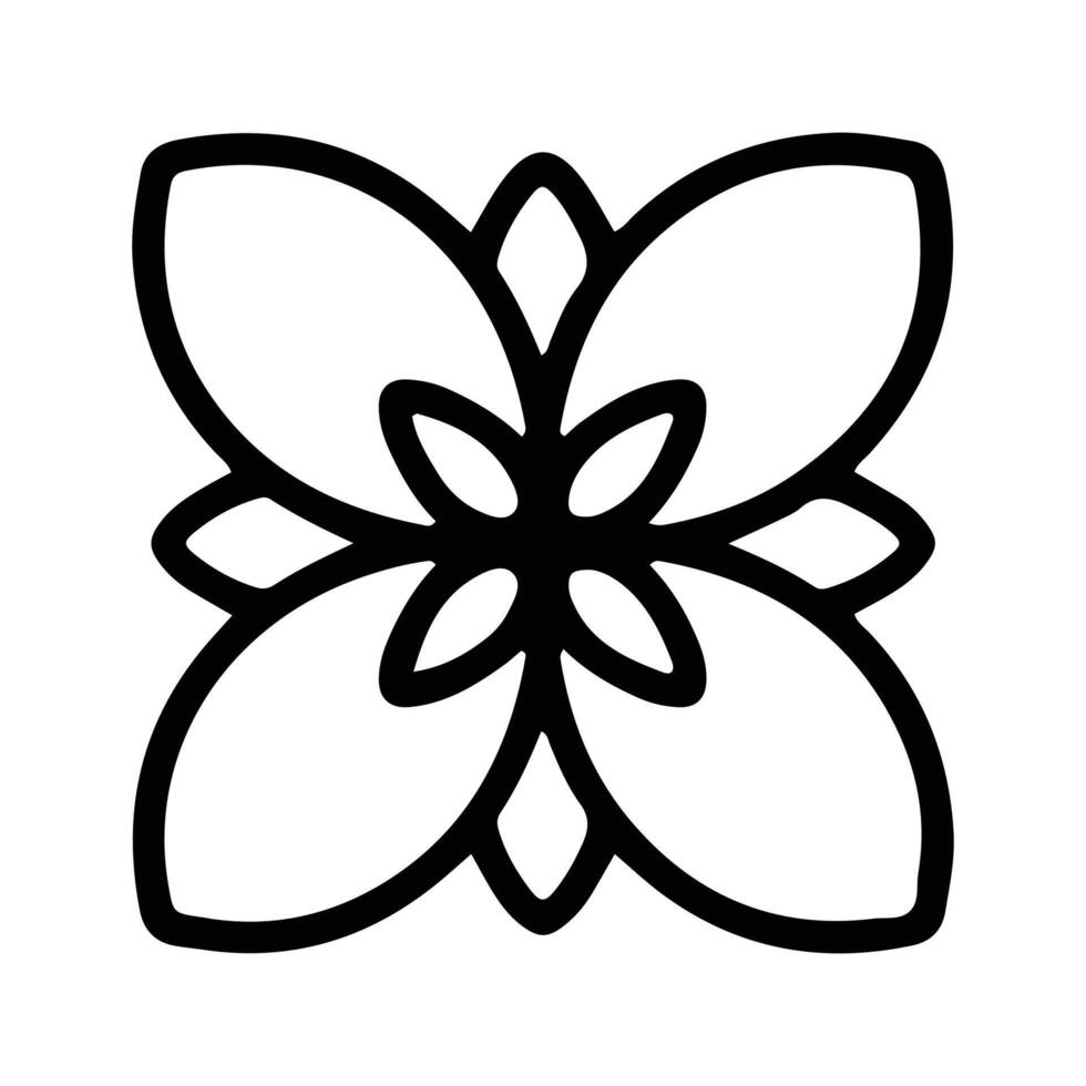 Simple shape mandala flowers, abstract floral elements, meditative flower motif. Flower sign and symbol. vector