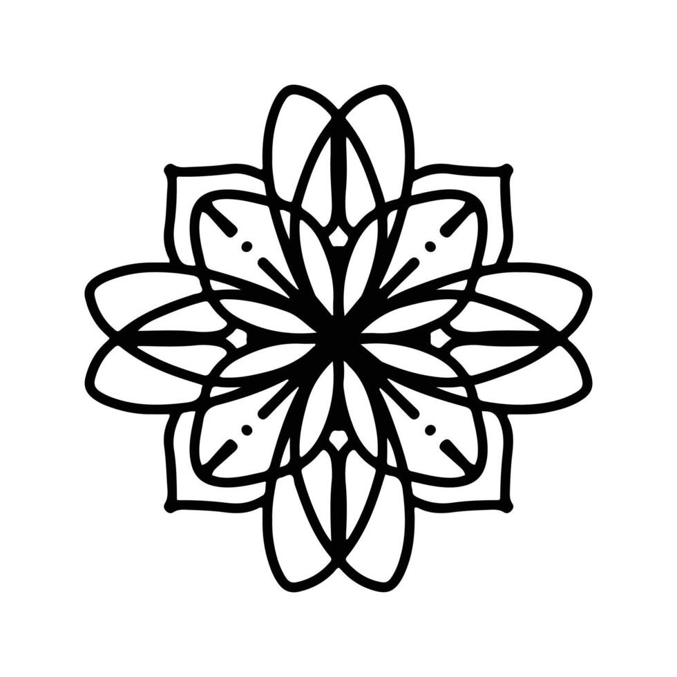 Simple shape mandala flowers, abstract floral elements, meditative flower motif. Flower sign and symbol. vector