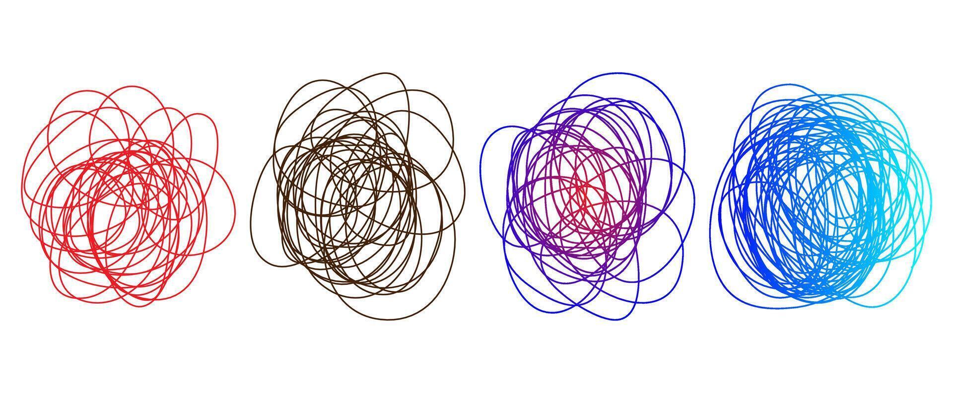 Colorful chaos tangled shape scribble sketch intricate chaotic texture illustration. vector