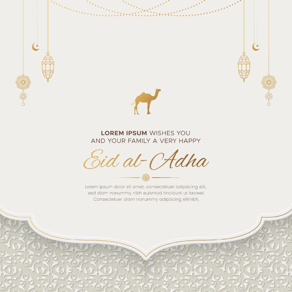 Eid al-Adha Mubarak Islamic decorative social media post template vector