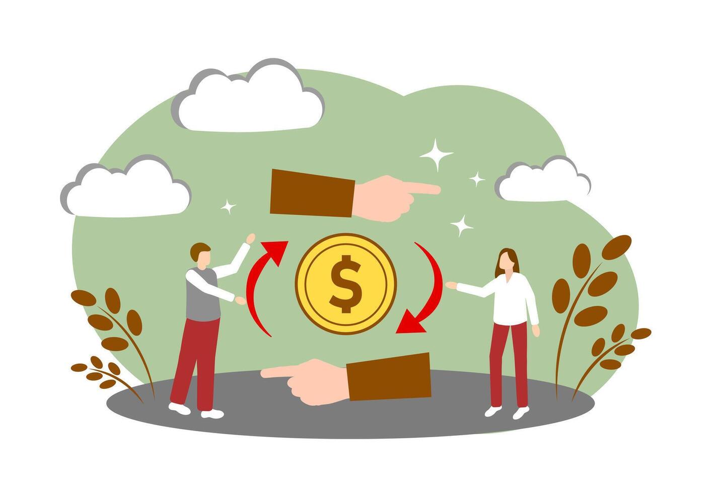 The concept of successful business. Buying and selling. Circulation of money. Financial investments vector